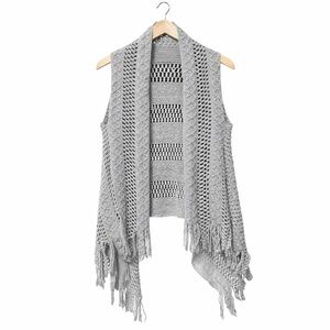 Gray Handmade Fringe Vest